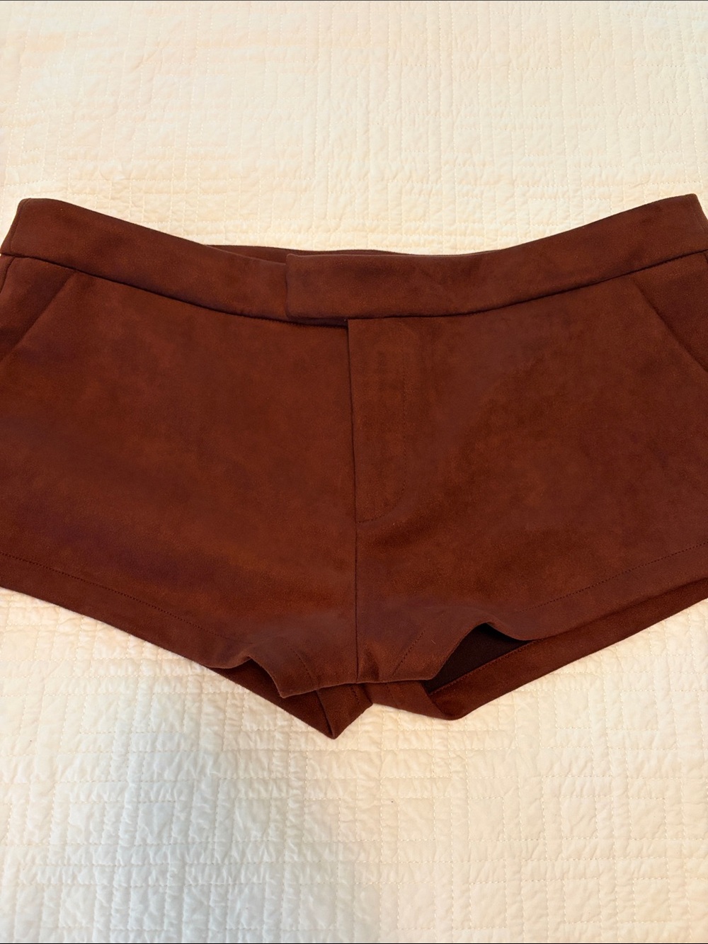 Brown Suede-Look Mini Shorts
